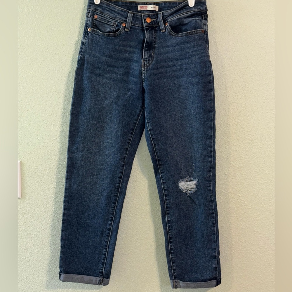 Signature by Levi Strauss Dark Blue Boyfriend Jeans